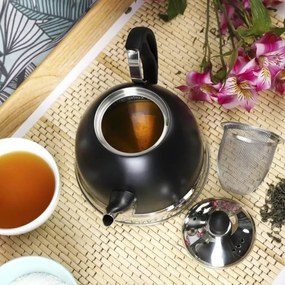 Resigilat: Ceainic cu infuzor Kinghoff KH 1538, 1L, Inox, Negru/Argintiu