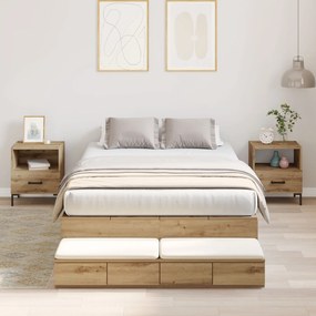 vidaXL Cadru de pat cu depozitare Stejar artizanal 120x200 cm