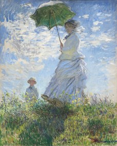 Claude Monet - Artă imprimată Woman with a Parasol - Madame Monet and Her Son, (30 x 40 cm)