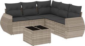 vidaXL Set canapele de grădină cu perne, 6 piese gri deschis poliratan