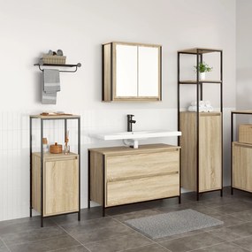 vidaXL Set mobilier baie, 3 piese, stejar sonoma, lemn prelucrat