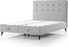 Pat FLEXFIT 120x200, stofa catifelata gri - Noway E1055, cu somiera si