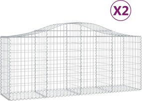 vidaXL Coșuri gabion arcuite 2 buc, 200x50x80/100 cm, fier galvanizat