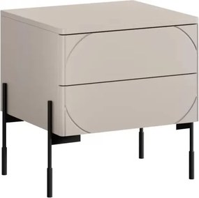 Noptieră cu sertare Sonatia 45 cm 2 sertare cu picioare metalice - cașmir