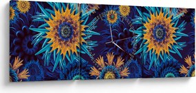 Tablou - 3D flori (cu ceas) (90x30 cm)