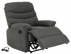 Fotoliu reglabil masaj, material textil catifea gri, LAMBERT