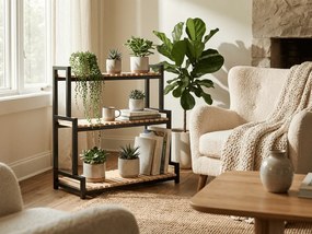 Suport de flori GREENY 3 etajere 95x80 cm, negru / decor stejar