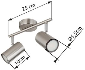 Plafoniera cu 2 Spoturi directionabile ALLVI nickel