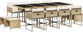vidaXL Set mobilier de grădină cu perne, 13 piese, bej, poliratan
