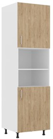 Corp Turn Karo, 2 Usi, cu spatiu cuptor, Lemn Natural/Alb, 60 x 57 x 210 cm