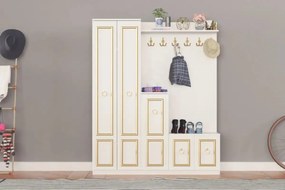 Cuier hol cu pantofar alb -auriu,Vera Homs 183 x 35 x 150 cm 