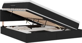 vidaXL Pat cu saltea și LED cu saltea Negru 160 x 200 cm țesătură