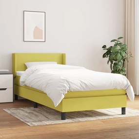 Pat box spring cu saltea, verde, 90x190 cm, textil Verde, 90 x 190 cm, Design simplu