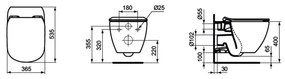 Set vas wc suspendat Ideal Standard Tesi AquaBlade cu capac soft close, rezervor incastrat si clapeta crom lucios