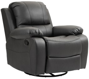 HOMCOM Fotel de relaxare, spătar și suport pentru picioare ajustabile, rotativ, până la 150 kg, cadru din oțel, 93x100x98cm, negru | Aosom Romania