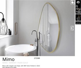 Oglinda decorativa ovala 170x80cm Mimo, aurie
