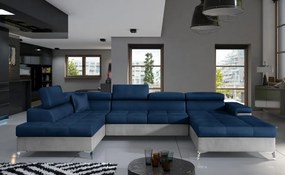 Canapea modulara, extensibila, cu spatiu pentru depozitare, 345x202x90 cm, Eduardo L02, Eltap (Culoare: Galben auriu / Gri inchis piele)