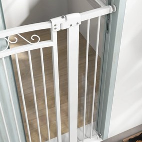 PawHut Poartă de siguranță pentru câini de interior, cu 2 extensii, 76-104 cm, pentru hol și scări, albă | Aosom Romania