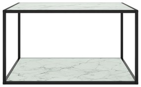 322913 vidaXL Măsuță de cafea, negru, cu sticlă albă marmorată, 90x90x50 cm