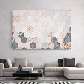 Tablou Canvas, 20x30cm, Dormitor si Living, Abstracte, Geometrice, Grey Pink Hexagon
