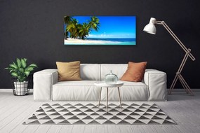 Tablou pe panza canvas Palm Trees Sea Beach Peisaj Alb Verde Albastru