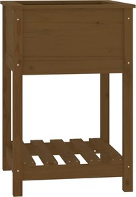 vidaXL Jardinieră cu raft, maro miere, 54x54x81 cm, lemn masiv pin