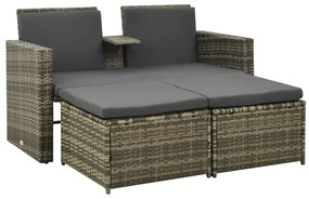 vidaXL Set mobilier de grădină cu perne, 3 piese, gri, poliratan