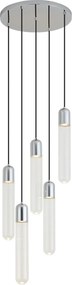 Lampă suspendată de designer cromată cu sticlă striată cu 5 lumini - Walcott
