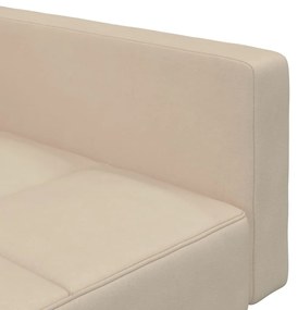 Canapea extensibila cu 2 locuri si taburet, crem, microfibra Crem, Cu suport de picioare