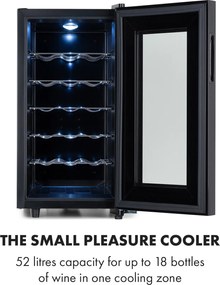 Klarstein Bellevin 18 Uno, răcitor de vinuri, 52 de litri, 11 - 18 ° C, o zonă