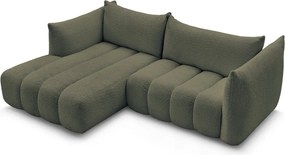 Colțar verde cu tapițerie din țesătură bouclé (cu colț pe partea stângă/cu șezlong) Azra – Bobochic Paris