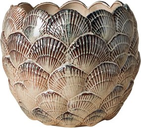 Vaza decorativa, bej, din ceramica, Pecten