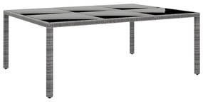 vidaXL Masă de grădină, gri, 200x150x75cm, sticlă securizată/poliratan