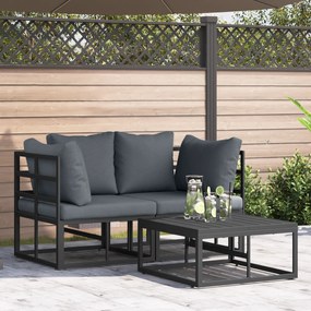 vidaXL Set de canapele pentru grădină 3 pcs Negru 70 x 70 x 32 cm