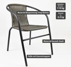 Set de scaune de grădină, stivuibile, gri închis, 4 buc