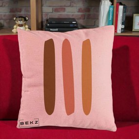 Perna Decorativa Abstract Linii Terracotta, 40x40 cm, Roz, Husa Detasabila, Perna Inclusa, BEKZ®