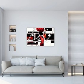 Tablou picuturii cu damă străveche (90x60 cm)