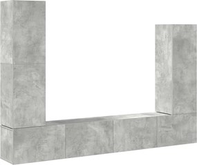 vidaXL Set dulap TV, 4 piese, gri beton, lemn prelucrat