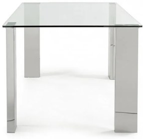 Masa dining pentru 6 persoane transparenta/crom din sticla temperata, 160 cm, New Arley Bizzotto