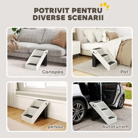 PawHut Scară pentru Câini și Pisici cu 3 Trepte Antiderapante, Design Pliabil cu Capacitate de 10 kg, Crem | Aosom Romania