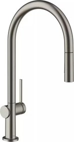 Baterie bucatarie cu dus extractibil Hansgrohe Talis M54 210 cu 2 jeturi finisaj negru-crom periat cu sBox