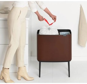 Cos pentru gunoi colectare selectiva Brabantia Bo Touch 1005548, 11+23 L, Deschidere lina si silentioasa, Deschidere mare, Maro