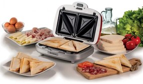 Aparat 3in1 pentru preparare gogosi, briose si sandvisuri Ariete PARTY TIME 1972/00, 700W, 3 placi detasabile, Rosu