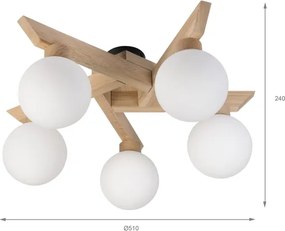 Lustră aplicată ANTONIO 5xG9/5W/230V stejar/alb