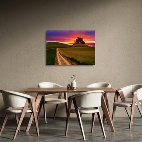 Tablou pe sticlă cu câmp și cerul colorat (70x50 cm)
