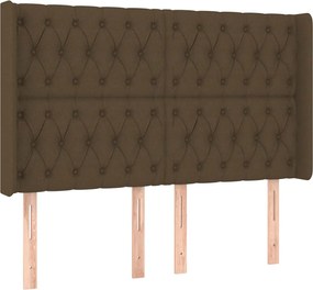 vidaXL Tăblie de pat cu aripioare maro închis 147x16x118/128 cm textil