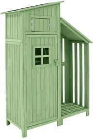 Dulap de grădină cu 2 rafturi, magazie de unelte cu spațiu mare de depozitare, 124 × 46 × 174 cm, Verde