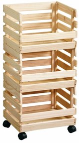 Kesper 69581 Raft pentru fructe și legume cu roți,pin,  80 x 37 x 30 cm