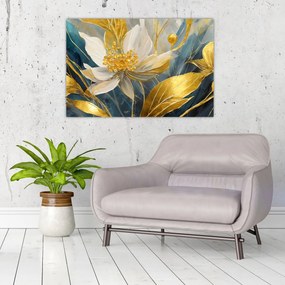 Tablou - Pictura de flori de aur (90x60 cm)