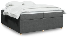 vidaXL Pat box spring cu saltea, gri închis, 200x200 cm, textil